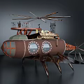 Intricate Steampunk Aircraft Design With Propellers Round Windows And Mechanical Parts
