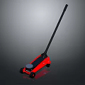 Red Hydraulic Floor Jack With Long Handle And Wheels For Industrial Lifting Equipment