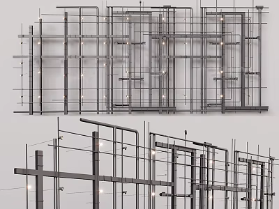 Modern Ceiling Design With Metal Frame Structure And Recessed Lighting Features 3d model
