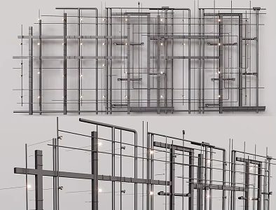 industrial ceiling office industrial pipe parts industrial pipe parts ceiling fan coil pipe parts ceiling loft ceiling 3d model