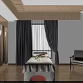 SPA Sauna Room With Massage Bed Gray Curtains Bright Lighting And Cozy Atmosphere
