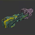 Futuristic Sci Fi Weapon With Yellow And Black Mechanical Armored Structure And Detailed Components