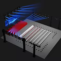 Event Stage Design With Blue Lighting Red Carpet And Organized Seating 3d model