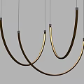 Modern Gold Curved LED Pendant Lights Hanging In Elegant Contemporary Interior