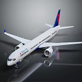 Delta Air Lines Airplane Model White Body Red Blue Tail On Glossy Surface