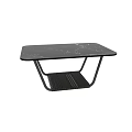 Modern Coffee Table With Black Marble Top And Metal Frame Shelf Design