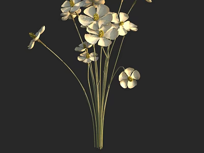 Elegant White Flower Bouquet With Yellow Stamens Slender Green Stems And Dark Background 3d model