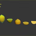 Fresh Lemons Displayed As Whole Half Sliced And Small With Reflections On Gray Surface