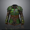 Green Decorative Armor With Brown Belt And Gold Accents For Fantasy Games