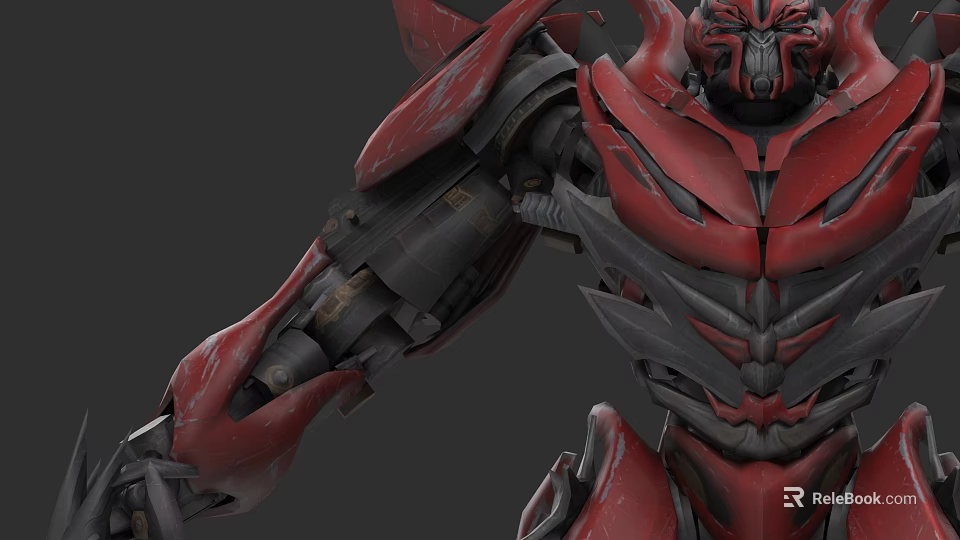 Red And Gray Car Transformed Robot With Mechanical Armor And Futuristic Design Details 3d model 