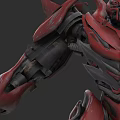 Red And Gray Car Transformed Robot With Mechanical Armor And Futuristic Design Details