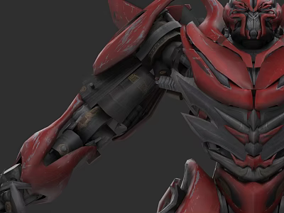 Red And Gray Car Transformed Robot With Mechanical Armor And Futuristic Design Details 3d model