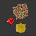 Colorful Gift Boxes With Festive Bows And Striped Plaid Snowflake Wrapping Papers