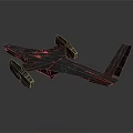 Dark Sci-Fi Aircraft with Multiple Wings Thrusters and Complex Textures on Gray Gradient Background 3d model