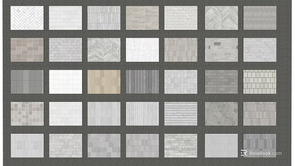 Stylish Garden Accents Featuring Diverse Textured Tile Samples And Patterns 3d model 