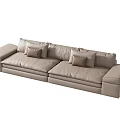 Modern Light Brown Leather Sectional Sofa With Soft Cushions And Armrests 3d model