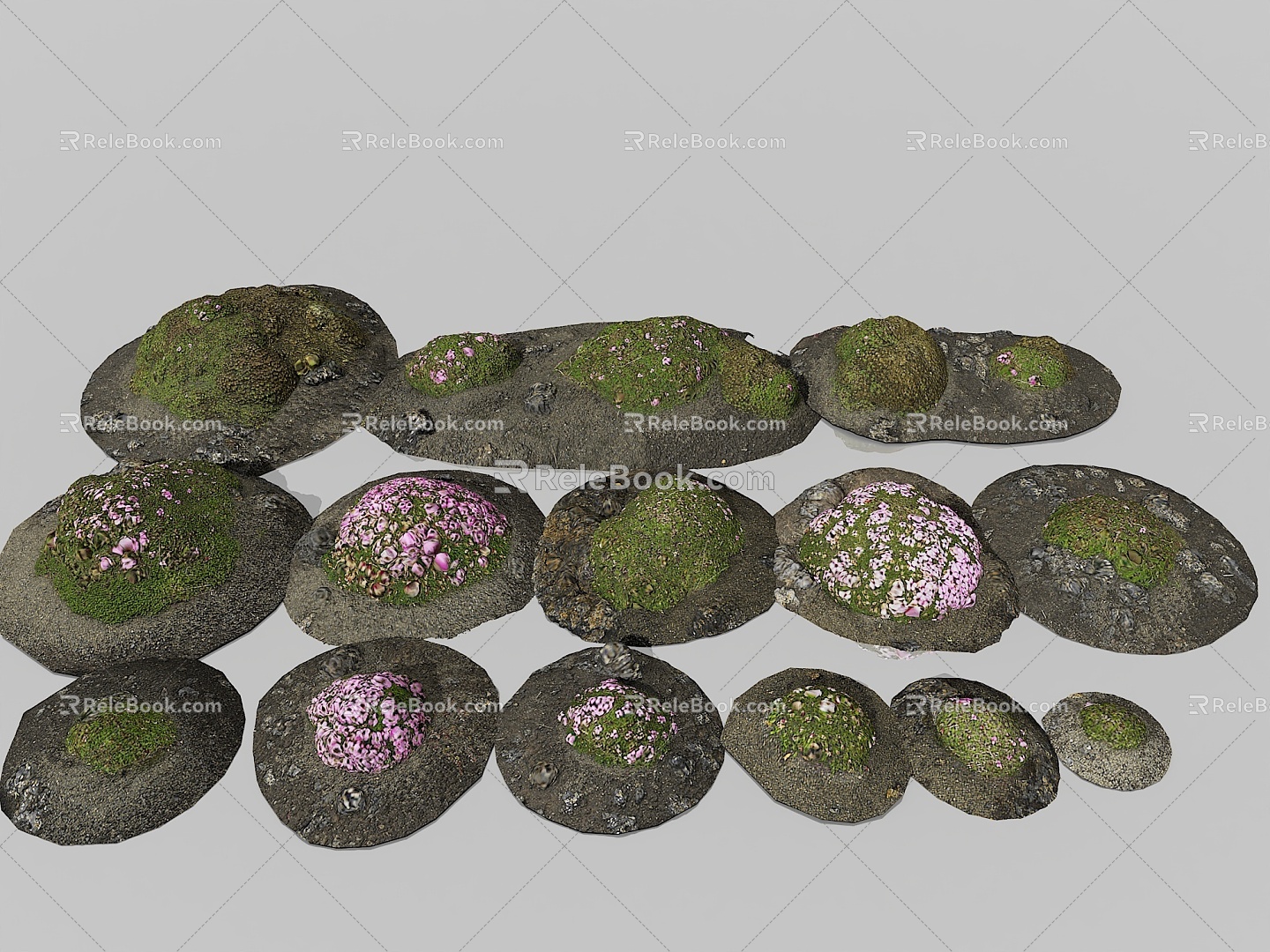 Stone Rock Cliff Stone Ground Moss Stone Gobi Desert Pavement Stone Pile Sand Stone Shaped Stone 3d model