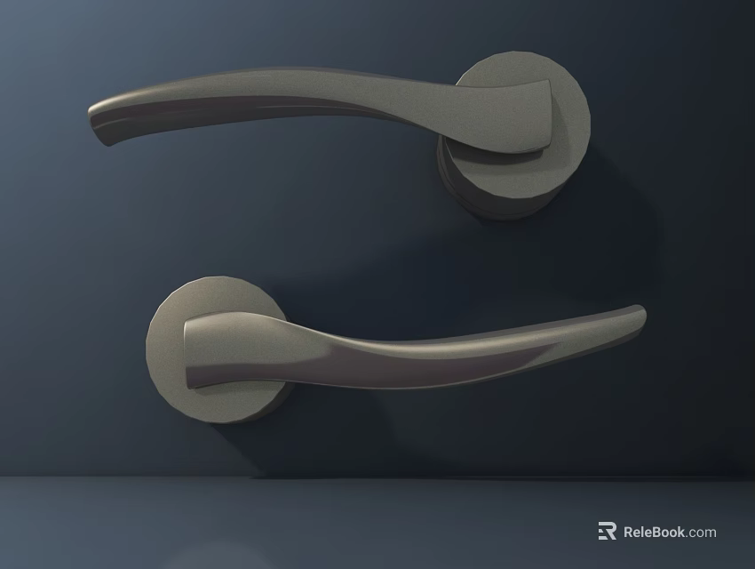 Stylish Contemporary Metallic Door Handles With Sleek Design For Interior Doors 3d model 