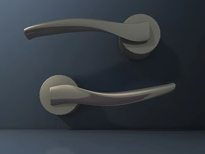 Stylish Contemporary Metallic Door Handles With Sleek Design For Interior Doors 3d model