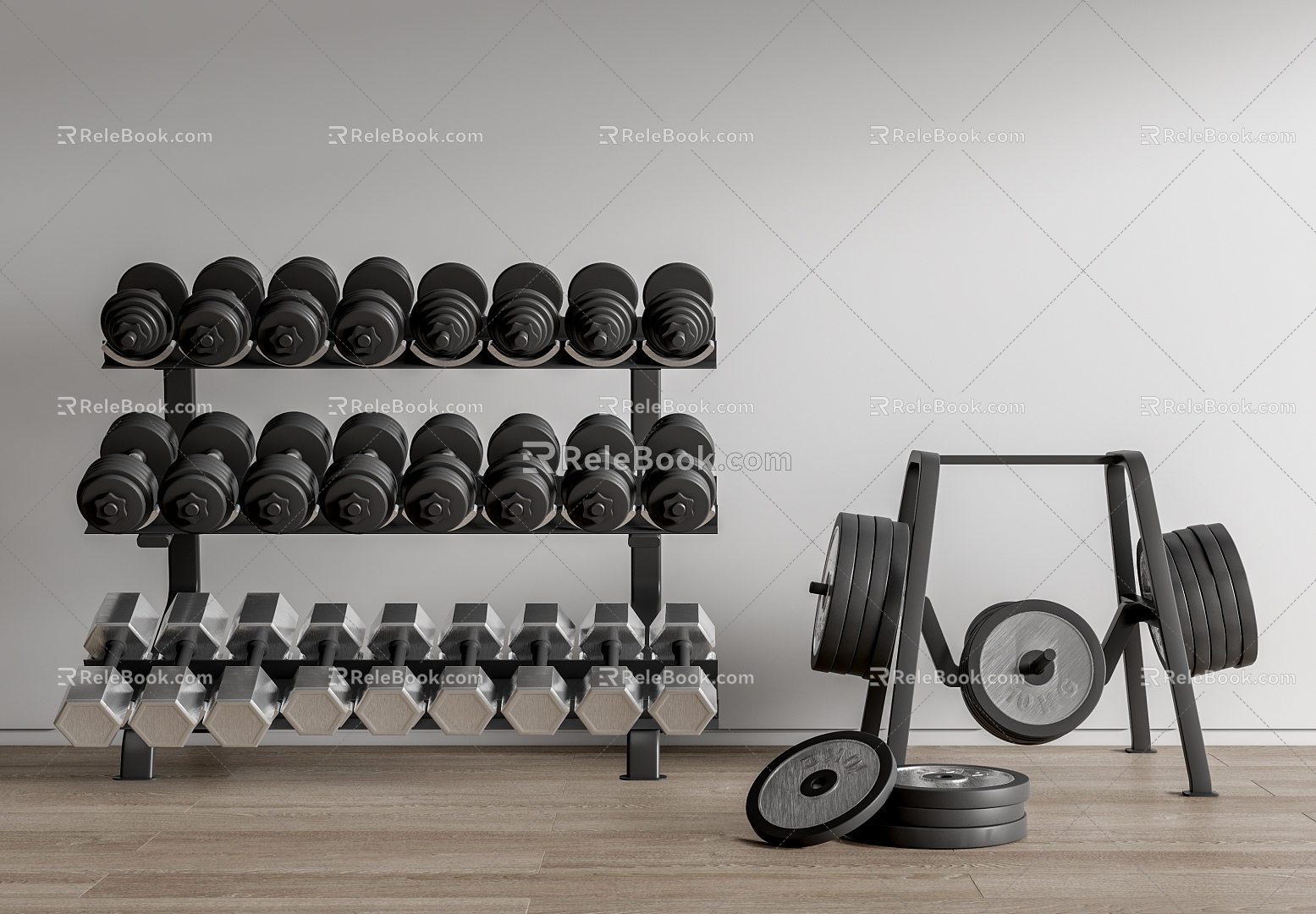 Modern fitness equipment dumbbell 3d model