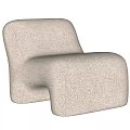 Comfortable Beige Fuzzy Leisure Chair With Modern Curved Sculptural Design