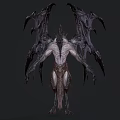 Fantasy Demon Creature 3D Render With Large Wings And Muscular Armored Body 3d model