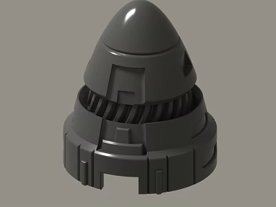 Gray Conical Mechanical Part 3D Model With Layered Structure And Striped Details 3d model