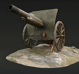 Realistic World War I Cannon Modern Realistic Table World War I War Weapons Cannon Barrel Equipment and Equipment 3d model