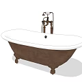 Vintage Bathtub Design With Brass Faucet White Interior And Clawfoot Base