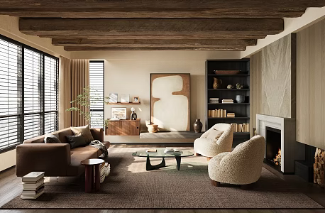 medieval living room sofa carpet venetian blinds 3d model