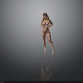 Woman in Pink Lingerie with Crown and High Heels Standing Against Gray Background