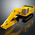 Detailed Yellow Construction Excavator With Tracked Undercarriage And Front Bucket