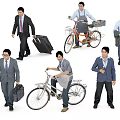 Multiple People in Different Attires Walking Carrying Bags And Riding Bicycles
