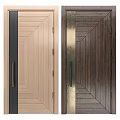 Swing Doors With Light And Dark Wood Grain Design Black And Gold Frames
