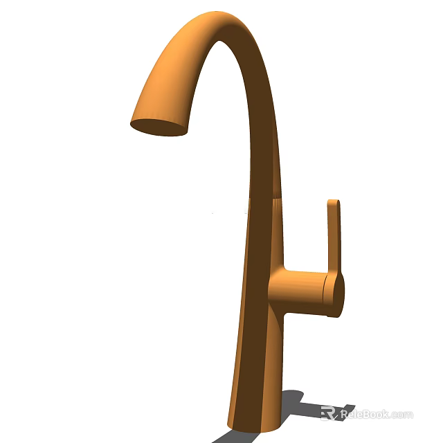 Modern Orange Kitchen Faucet With Curved Spout And Single Handle 3d model 