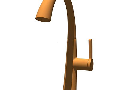 Modern Orange Kitchen Faucet With Curved Spout And Single Handle 3d model