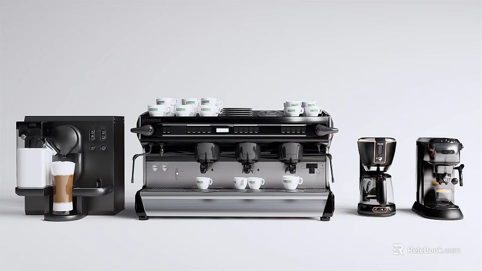 Stylish Kitchen Appliances Collection With Espresso Machine And Coffee Maker for Home Use 3d model 