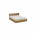 Double Bed with Wooden Frame and White Mattress Featuring Diamond Stitching