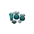 Elegant Blue Glass Decorative Ornaments Set With Vases Bowls And Sculptural Pieces