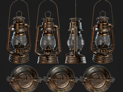 Vintage Outdoor Lights With Brass Finish Glass Shade For Garden Patio Decorative Design 3d model