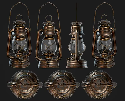 Vintage Outdoor Lights With Brass Finish Glass Shade For Garden Patio Decorative Design 3d model