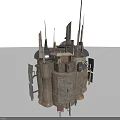 Ancient Stone Fortress Structure With Medieval Tower Spires And Turrets Design