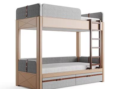 Modern Bed-Up Bunk Bed for Children 3d model