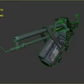 Futuristic Double Barrel Weapon With Mechanical Backpack Design And Metal Pipes
