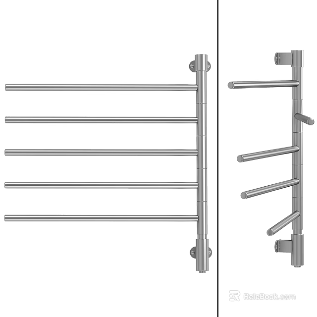 Stainless Steel Layered Towel Rack with Parallel And Curved Bars for Daily Bathroom Washing Use 3d model 