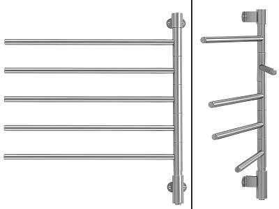 Stainless Steel Layered Towel Rack with Parallel And Curved Bars for Daily Bathroom Washing Use 3d model