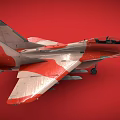 Red And White Fighter Jet With Open Cockpit On Red Background 3d model