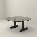 Modern Minimalist Round Coffee Table With Glass Top And Black Legs