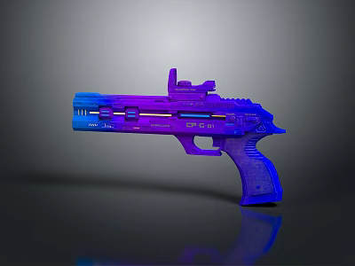 Sci Fi Pistol With Blue Purple Gradient Design Scope And Glowing Lines 3d model Sci Fi Pistol With Blue Purple Gradient Design Scope And Glowing Lines 3d model