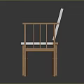 Wooden Frame Leisure Chair With White Canvas Seat And Backrest Cross Leg Design